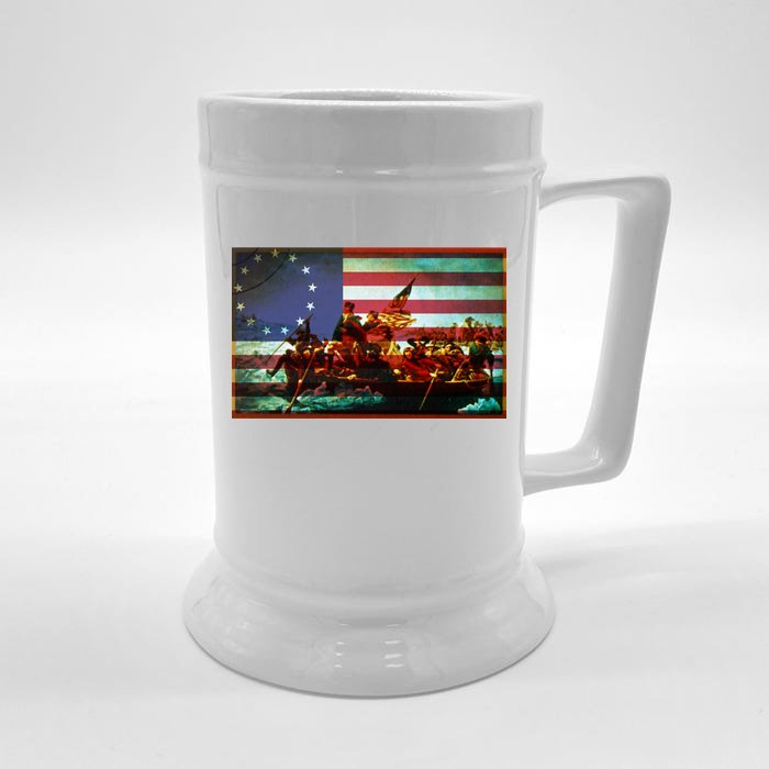 Patriotic Betsy Ross The Crossing Of Delaware Front & Back Beer Stein