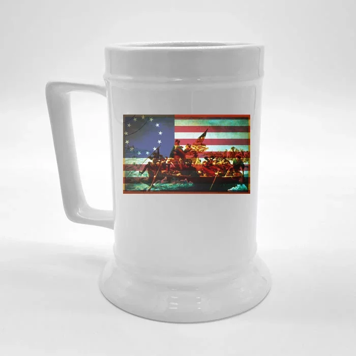 Patriotic Betsy Ross The Crossing Of Delaware Front & Back Beer Stein