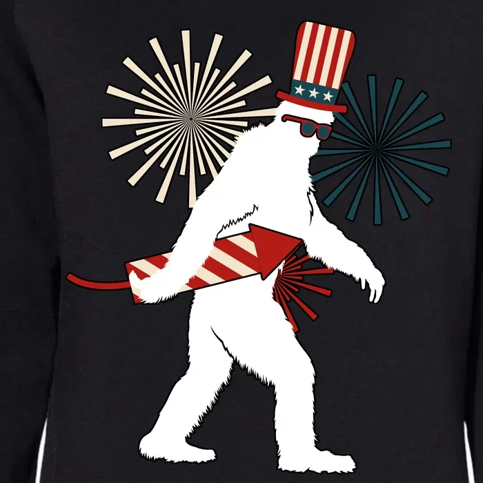 Patriotic Bigfoot Fireworks 4th of July Womens California Wash Sweatshirt