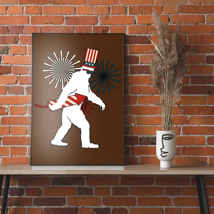 Patriotic Bigfoot Fireworks 4th of July Poster