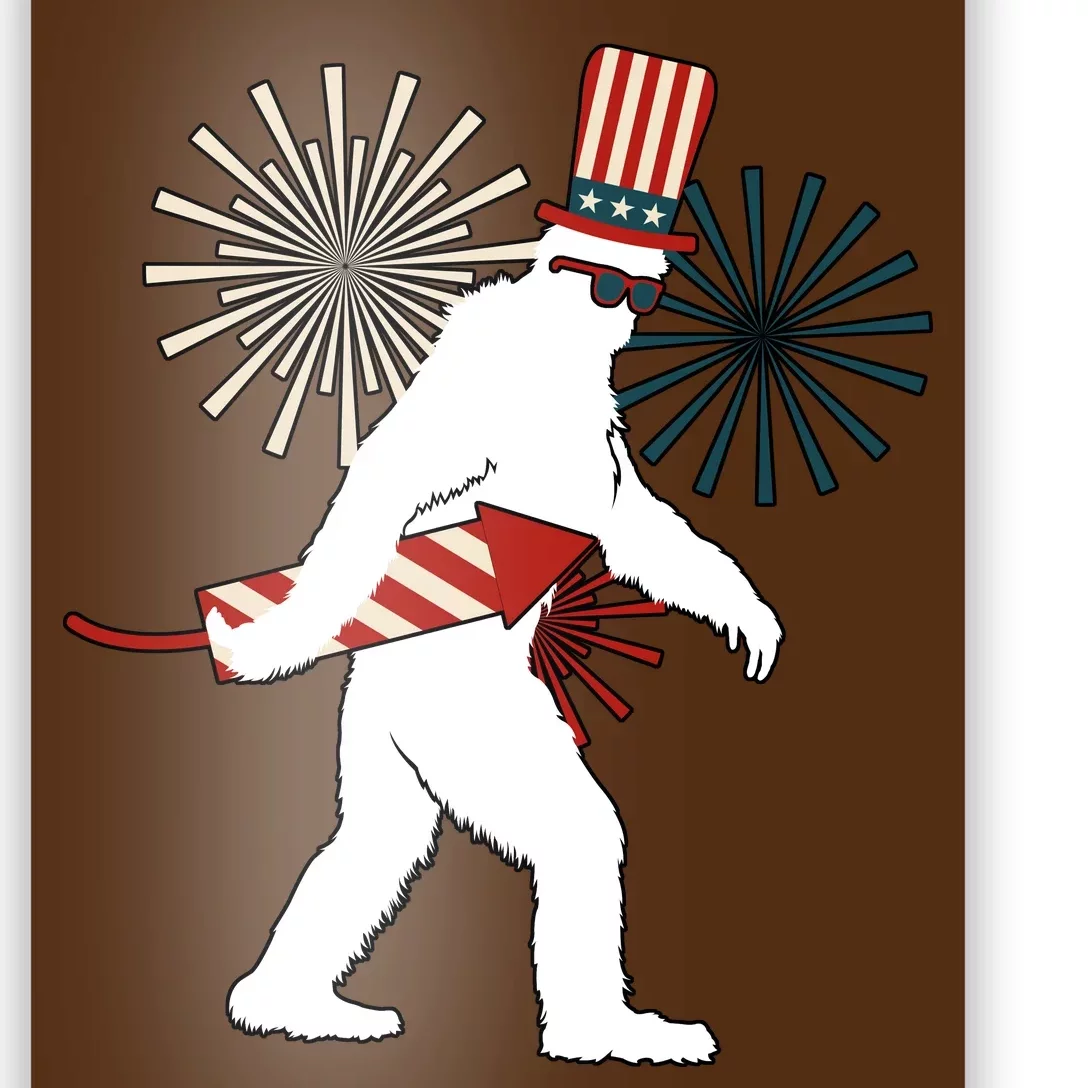 Patriotic Bigfoot Fireworks 4th of July Poster