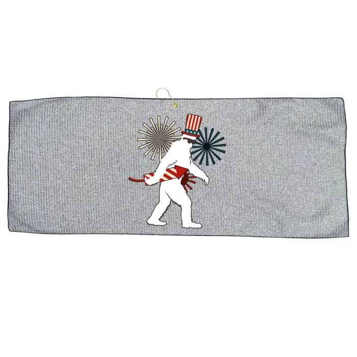 Patriotic Bigfoot Fireworks 4th of July Large Microfiber Waffle Golf Towel