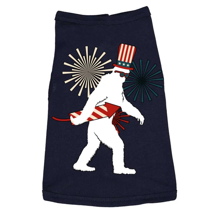 Patriotic Bigfoot Fireworks 4th of July Doggie Tank