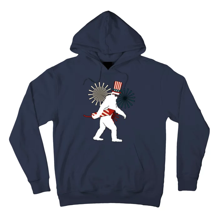 Patriotic Bigfoot Fireworks 4th of July Hoodie