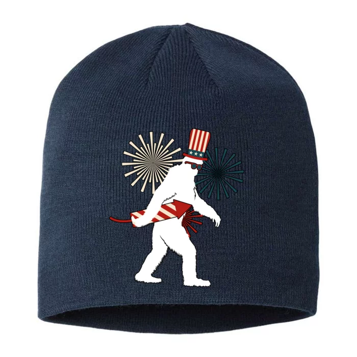 Patriotic Bigfoot Fireworks 4th of July 8 1/2in Sustainable Knit Beanie