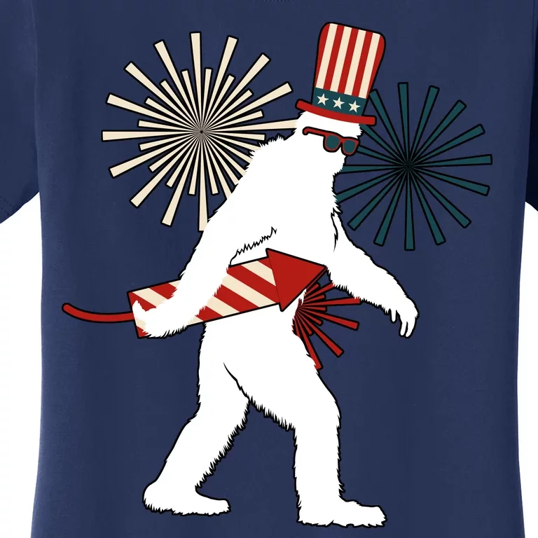 Patriotic Bigfoot Fireworks 4th of July Women's T-Shirt