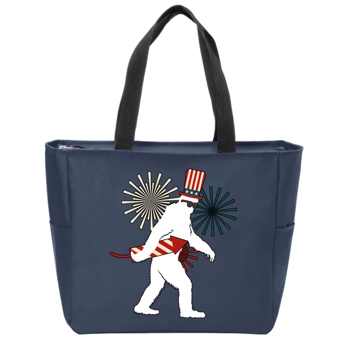 Patriotic Bigfoot Fireworks 4th of July Zip Tote Bag