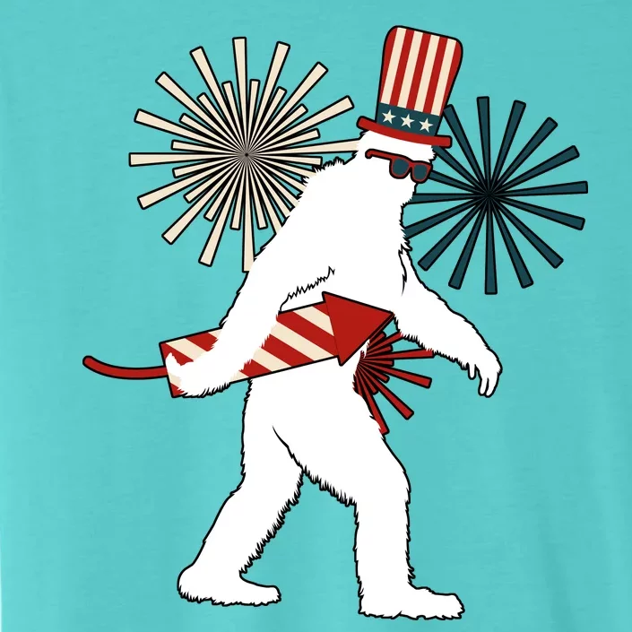 Patriotic Bigfoot Fireworks 4th of July ChromaSoft Performance T-Shirt