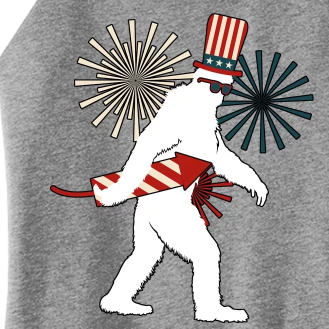 Patriotic Bigfoot Fireworks 4th of July Women’s Perfect Tri Rocker Tank