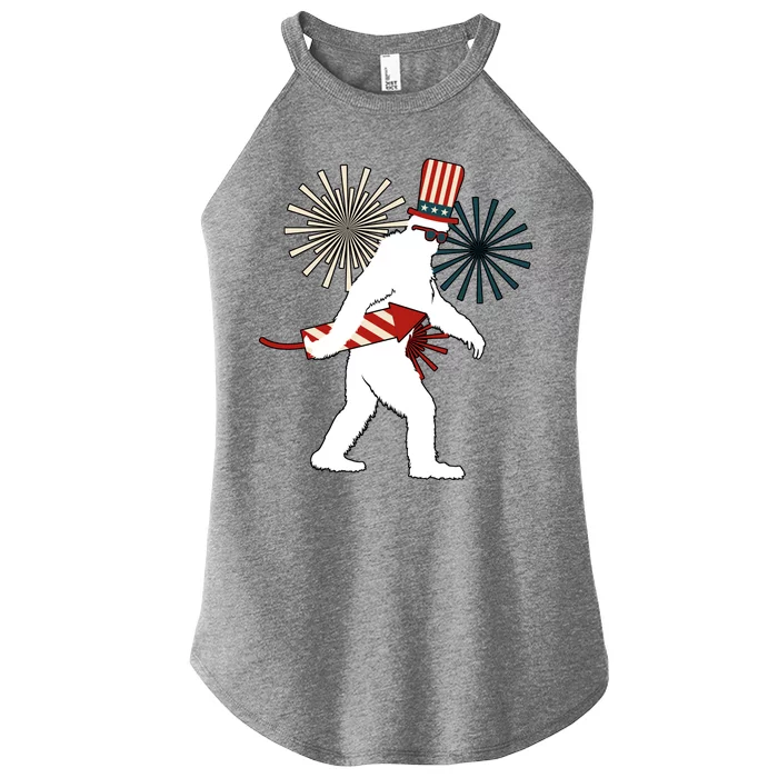 Patriotic Bigfoot Fireworks 4th of July Women’s Perfect Tri Rocker Tank