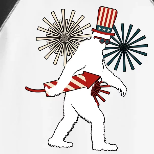 Patriotic Bigfoot Fireworks 4th of July Toddler Fine Jersey T-Shirt