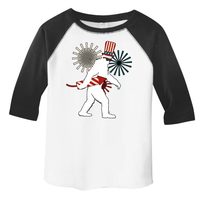 Patriotic Bigfoot Fireworks 4th of July Toddler Fine Jersey T-Shirt