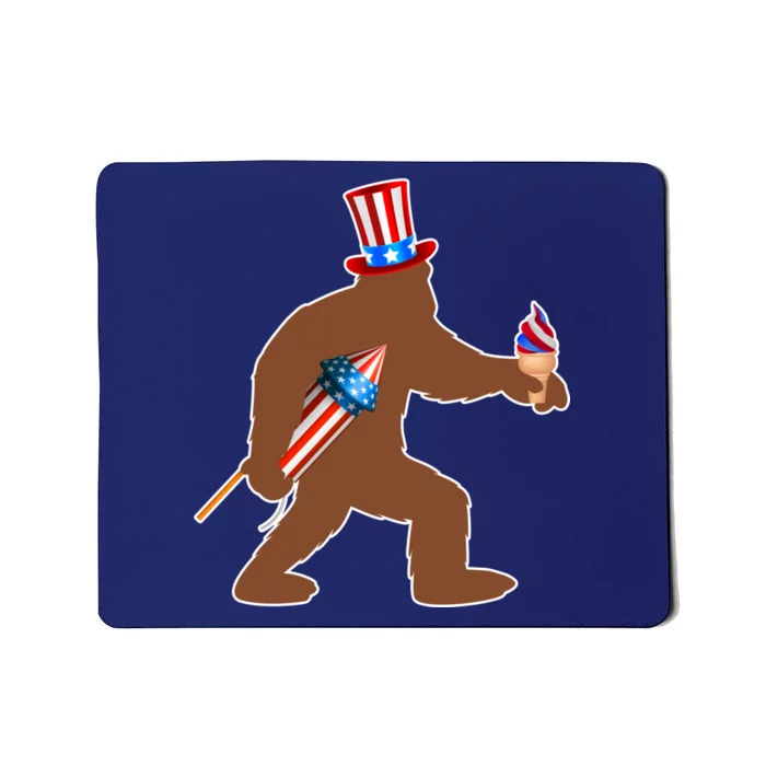 Patriotic Bigfoot Fireworks USA Mousepad