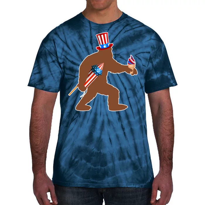 Patriotic Bigfoot Fireworks USA Tie-Dye T-Shirt