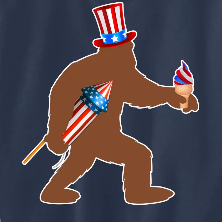 Patriotic Bigfoot Fireworks USA Kids Sweatshirt