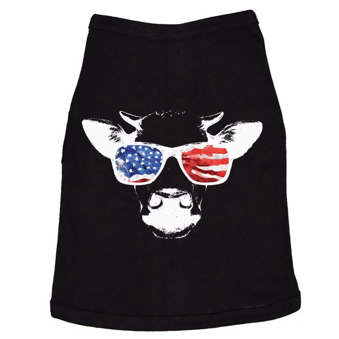 Patriotic Cow USA Flag Sunglasses Doggie Tank