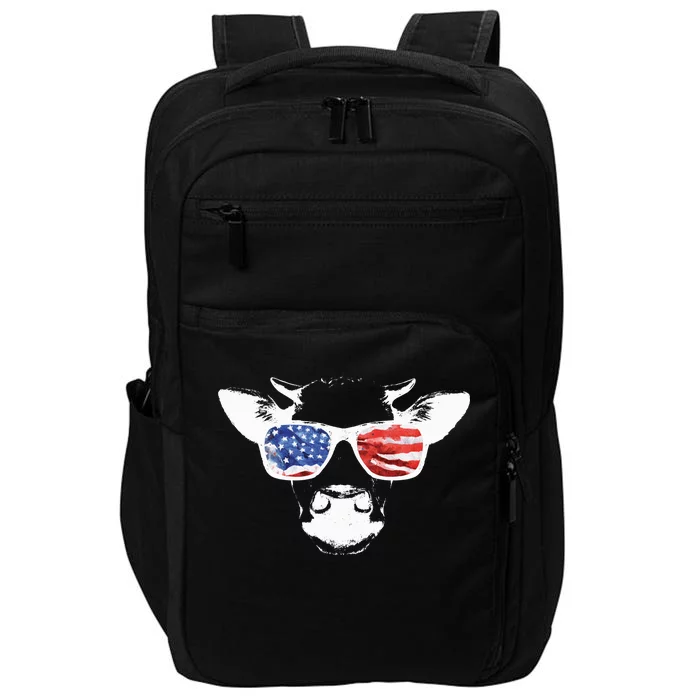 Patriotic Cow USA Flag Sunglasses Impact Tech Backpack