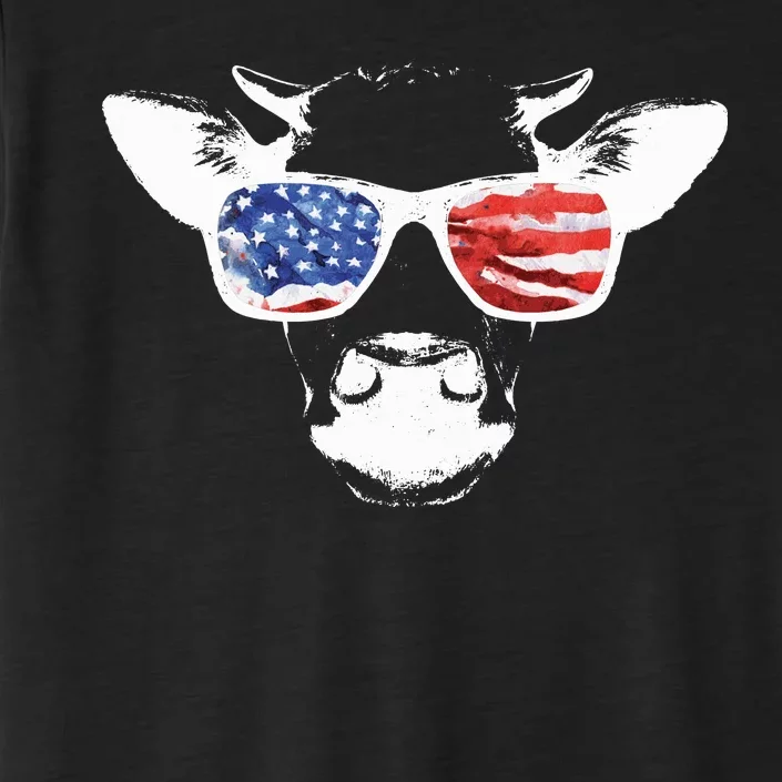 Patriotic Cow USA Flag Sunglasses ChromaSoft Performance T-Shirt