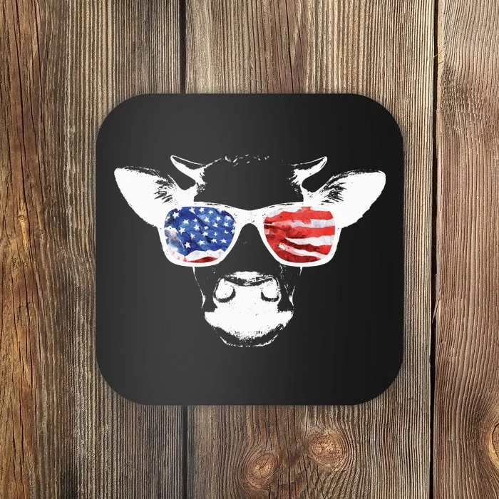 Patriotic Cow USA Flag Sunglasses Coaster