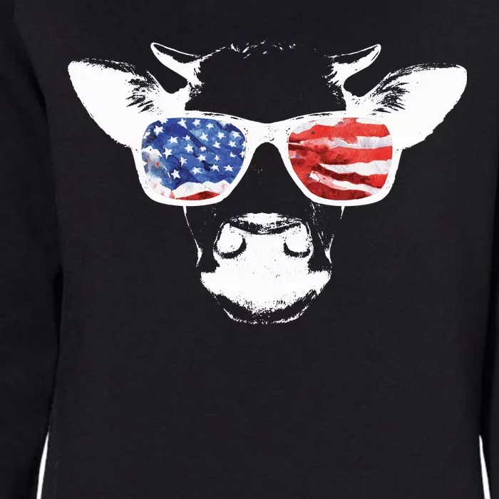 Patriotic Cow USA Flag Sunglasses Womens California Wash Sweatshirt