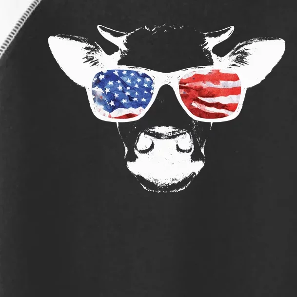 Patriotic Cow USA Flag Sunglasses Toddler Fine Jersey T-Shirt