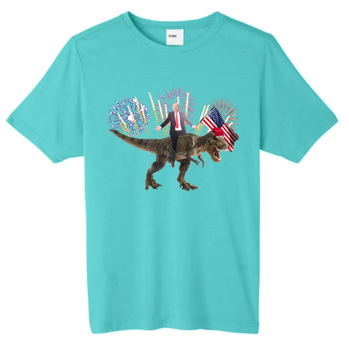 Patriotic Donald Trump On A Dinosaur ChromaSoft Performance T-Shirt