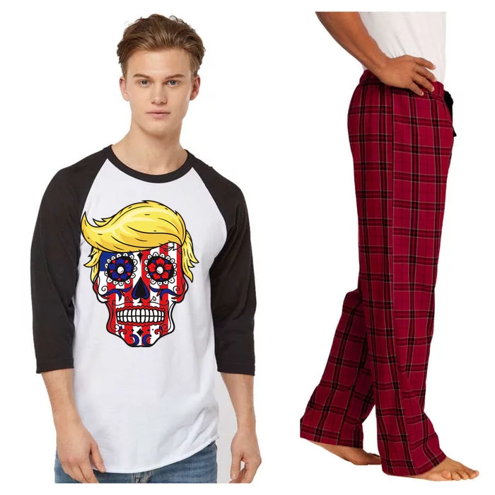 Patriotic Donald Trump Sugar Skull Raglan Sleeve Pajama Set