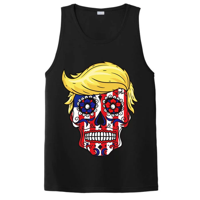 Patriotic Donald Trump Sugar Skull Performance Tank