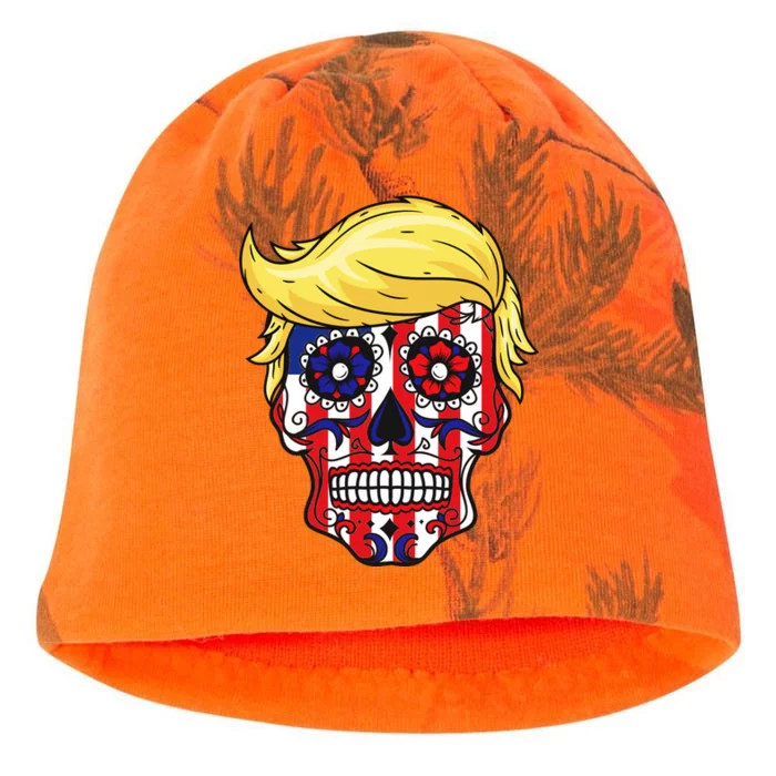 Patriotic Donald Trump Sugar Skull Kati - Camo Knit Beanie