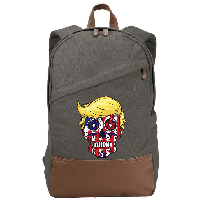 Patriotic Donald Trump Sugar Skull Cotton Canvas Backpack