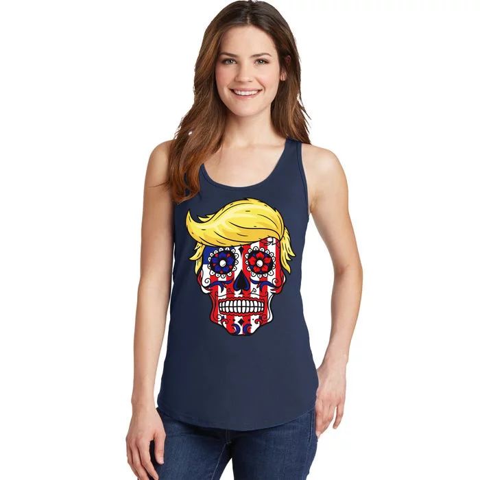 Patriotic Donald Trump Sugar Skull Ladies Essential Tank