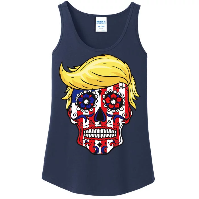 Patriotic Donald Trump Sugar Skull Ladies Essential Tank