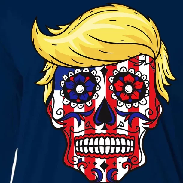 Patriotic Donald Trump Sugar Skull Cooling Performance Long Sleeve Crew