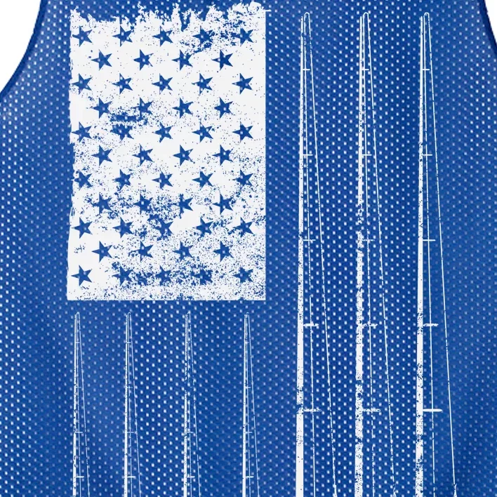 Patriotic Fishing American Flag Mesh Reversible Basketball Jersey Tank