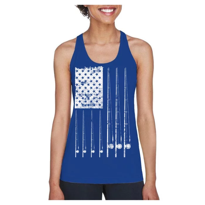 Patriotic Fishing American Flag Women's Racerback Tank