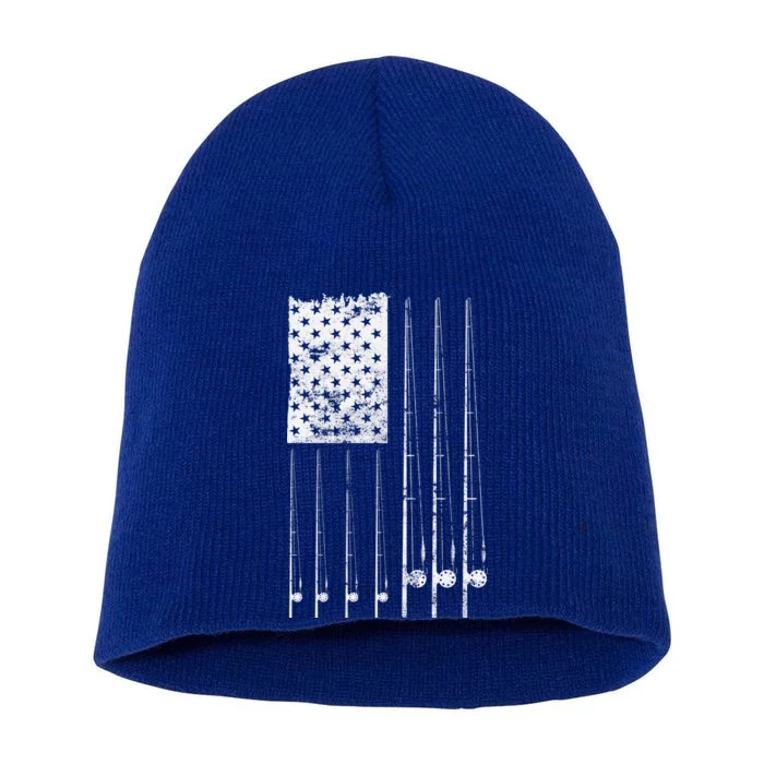 Patriotic Fishing American Flag Short Acrylic Beanie