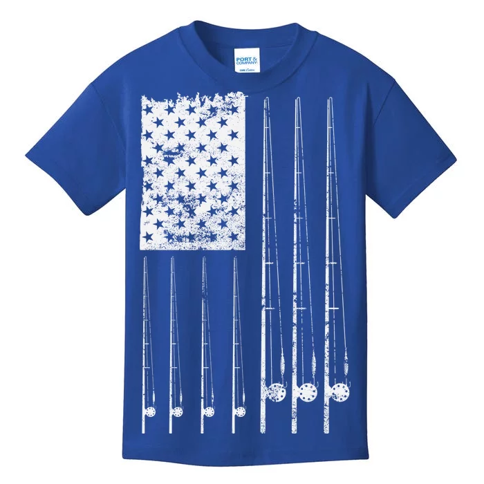 Patriotic Fishing American Flag Kids T-Shirt