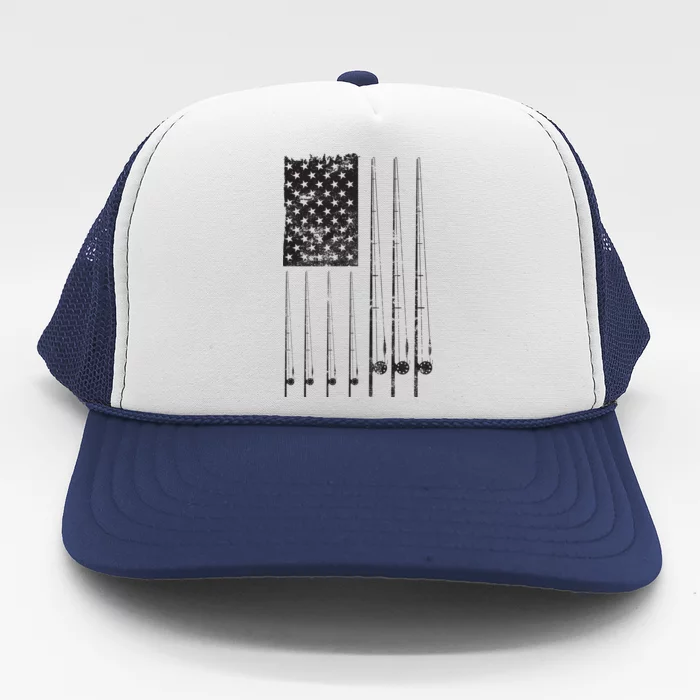 Patriotic Fishing American Flag Trucker Hat