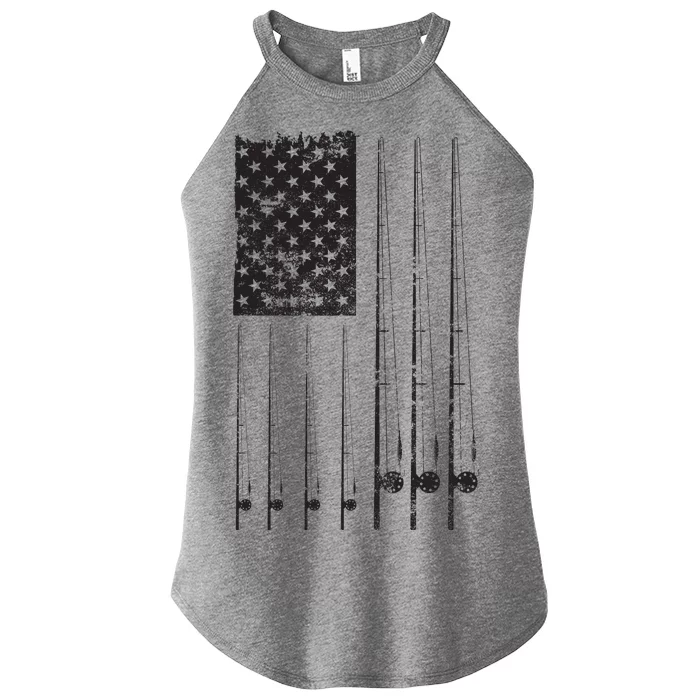 Patriotic Fishing American Flag Women’s Perfect Tri Rocker Tank