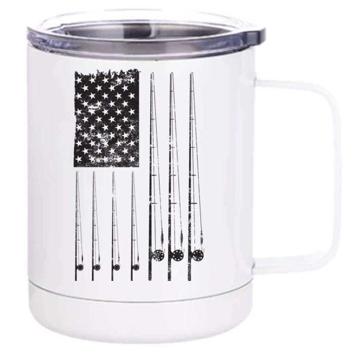 Patriotic Fishing American Flag Front & Back 12oz Stainless Steel Tumbler Cup