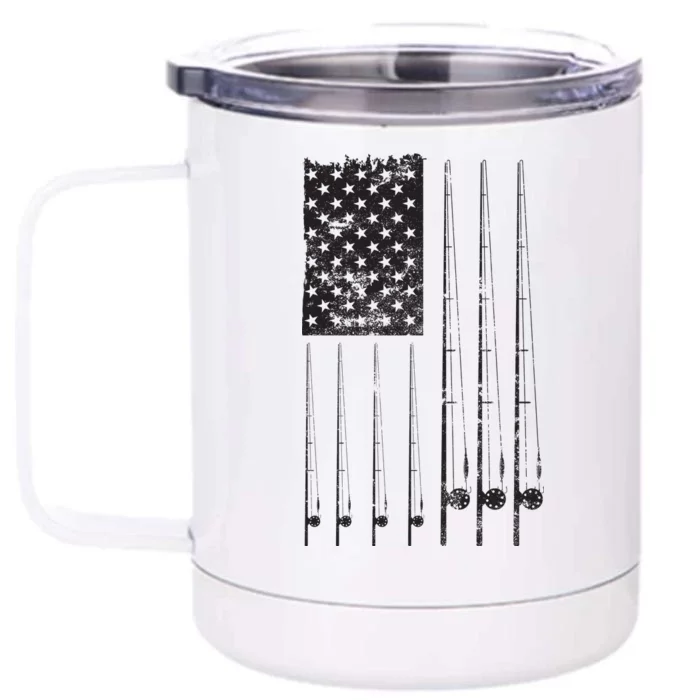 Patriotic Fishing American Flag Front & Back 12oz Stainless Steel Tumbler Cup