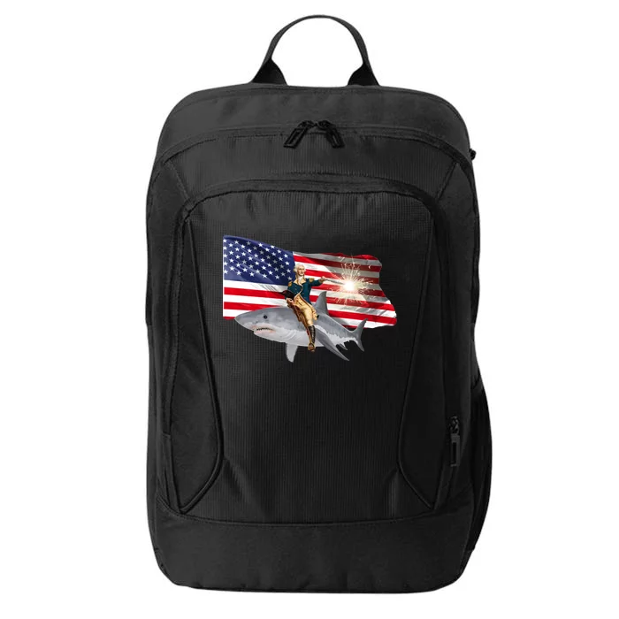 Patriotic George Washington On A Shark City Backpack