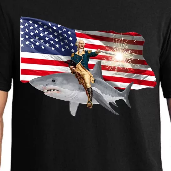 Patriotic George Washington On A Shark Pajama Set