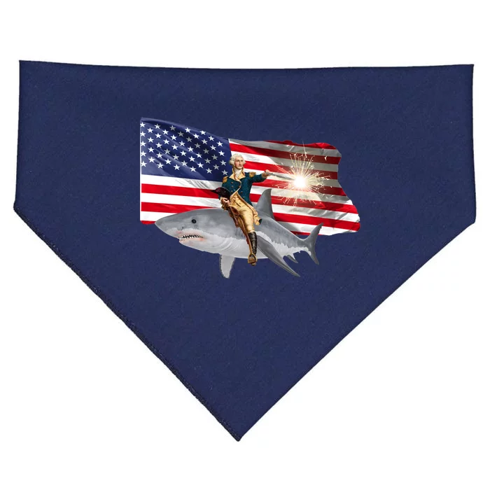 Patriotic George Washington On A Shark USA-Made Doggie Bandana