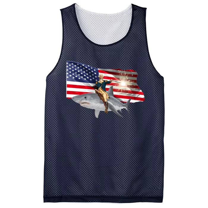 Patriotic George Washington On A Shark Mesh Reversible Basketball Jersey Tank