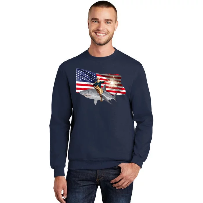 Patriotic George Washington On A Shark Tall Sweatshirt