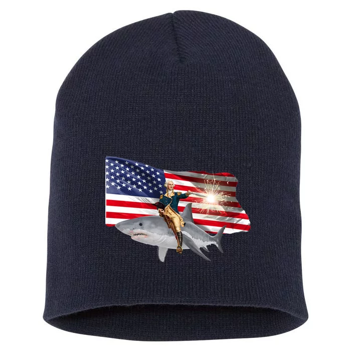 Patriotic George Washington On A Shark Short Acrylic Beanie