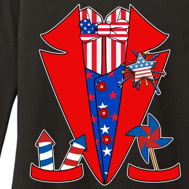 Patriotic Independence Day Tuxedo Womens CVC Long Sleeve Shirt