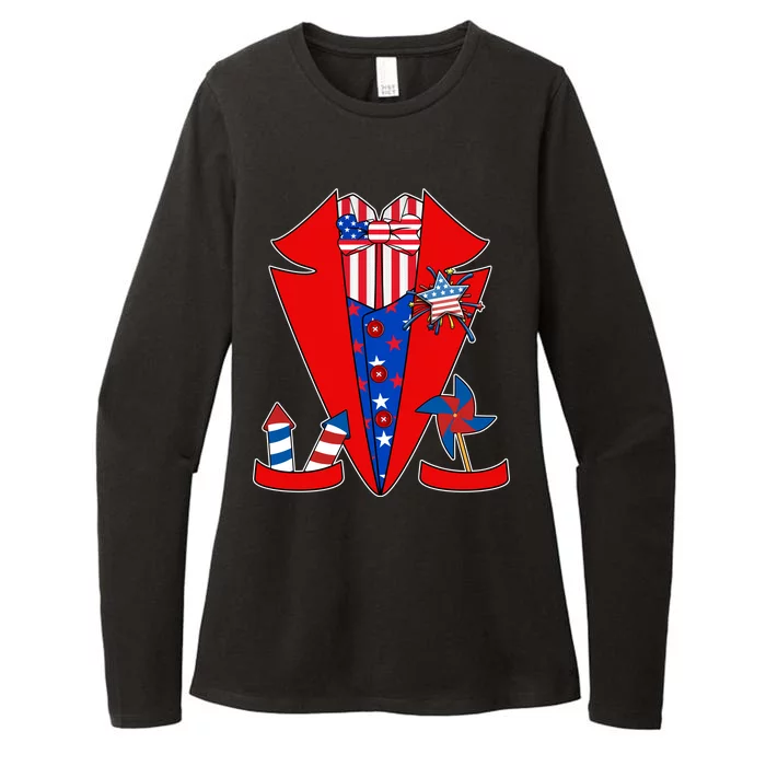 Patriotic Independence Day Tuxedo Womens CVC Long Sleeve Shirt