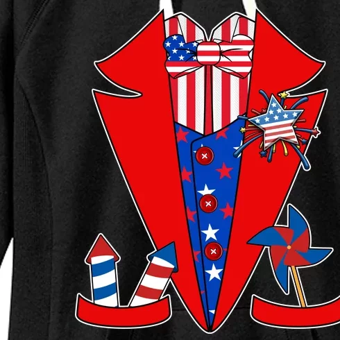 Patriotic Independence Day Tuxedo Women's Fleece Hoodie